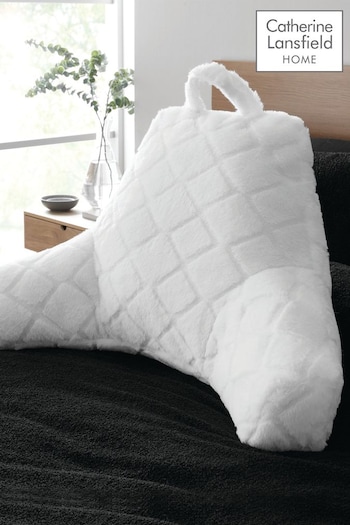 Catherine Lansfield White Cosy and Soft Diamond Fleece Cuddle Chair Cushion Cushion (634021) | £30