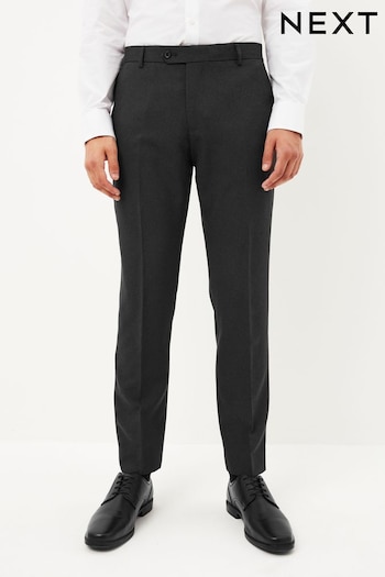 Charcoal Grey Slim Machine Washable Plain Front Smart lavaggio Trousers (634614) | £20