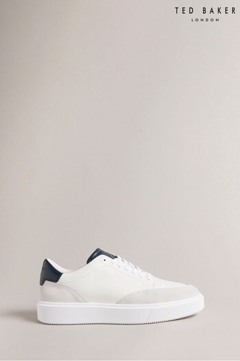 Ted Baker Luigis Inflated Sole Leather and Suede White Trainers (634641) | £130