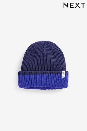 Navy/Blue Reversible Knitted Beanie Hat (1-16yrs) (634667) | £6 - £10