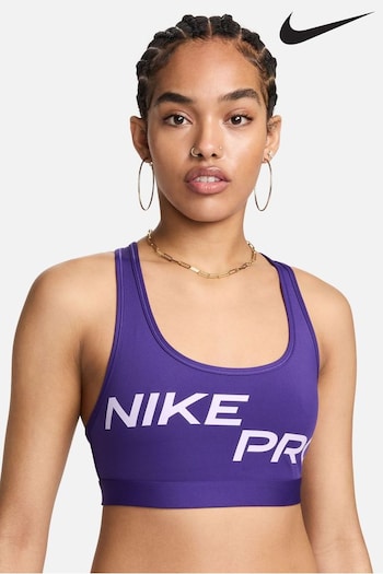 Nike Essential Purple Pro Swoosh Light-Support Non-Padded Graphic Sports Bra (634689) | £38
