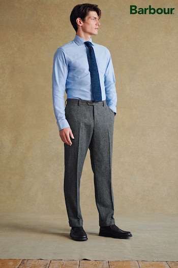 Barbour® Grey Herringbone Suit Trousers (634718) | £149