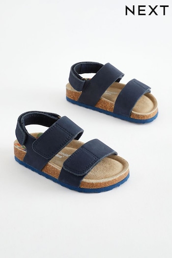 Navy Standard Fit (F) Leather Touch Fastening Corkbed marques Sandals (634936) | £16 - £19