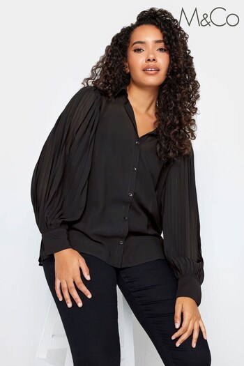 M&Co Black Pleat Sleeve Shirt (634967) | £33