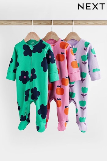 Bright 2 Way Zip Baby Sleepsuit 3 Pack (0mths-2yrs) (635189) | £20