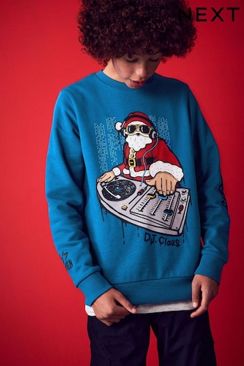 Blue Santa Sweatshirt Christmas Top (3-16yrs) (635303) | £14 - £19