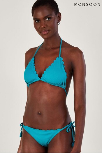 Monsoon Blue Scallop Bikini Bottoms in Recycled Polyester (635476) | £35