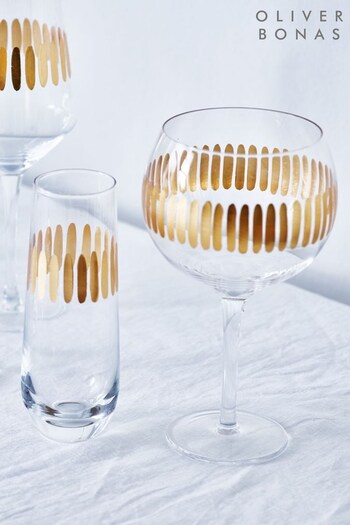 Oliver Bonas Set of 2 Clear Aur Mixed Metallic Gin Glasses (635664) | £26