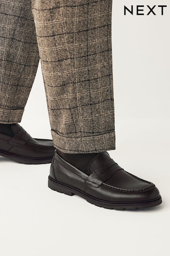 Brown Tumbled Leather Saddle Loafers (635693) | £48