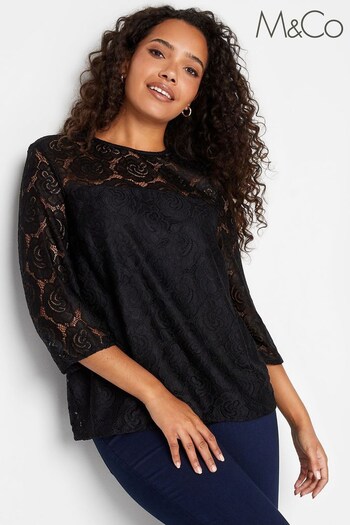 M&Co Black Lace Yoke Detail Top (635822) | £25