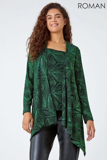 Roman Green Geometric Sparkle Embellished Kimono (635870) | £35