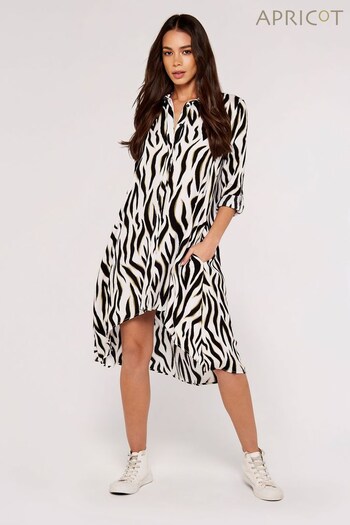 Apricot White/Black Zebra Oversized Shirt Dress (635871) | £35