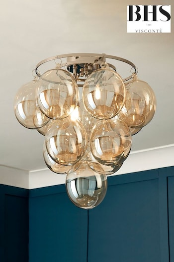 Visconte by BHS Champagne Gold Maiori 3 Light Flush Ceiling Light (635883) | £240