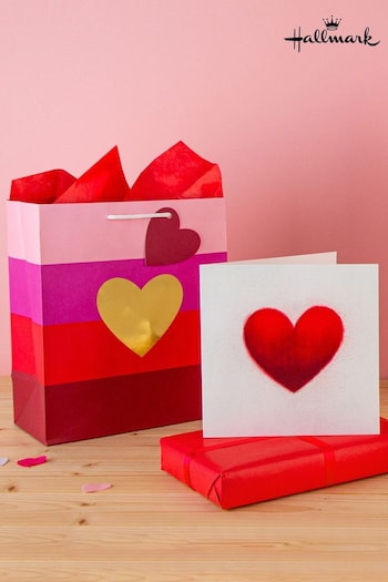 Hallmark Red Love Heart Gift Bag Tissue Paper And Card Set (635911) | £4.50
