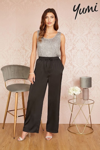 Yumi Black Satin Relaxed Trousers (636101) | £40