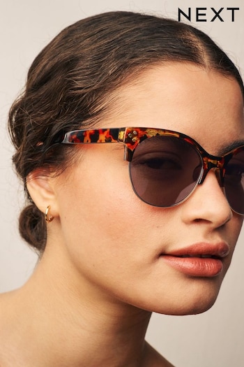 Tortoiseshell Brown Clubmaster Frame Sunglasses Metal (636250) | £15