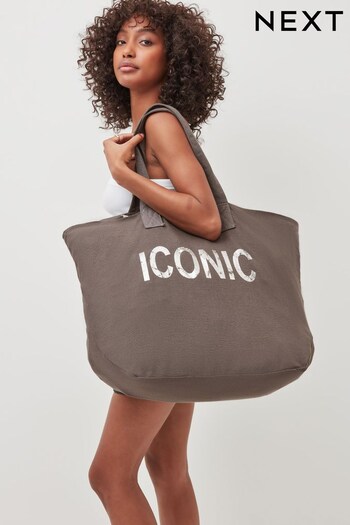 Grey Iconic Slogan Shopper Bag (636343) | £25