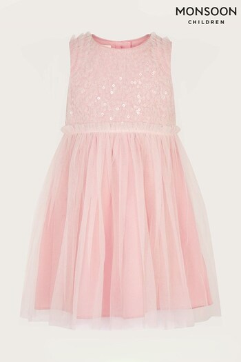 Monsoon Baby Pink Priscilla Sequin Dress (636550) | £34 - £36