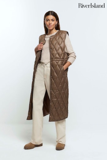River Island Brown Quilted Gilet (636587) | £60