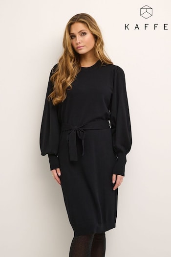 Kaffe Jess Long Sleeve Belted Knit Black Dress (636618) | £60