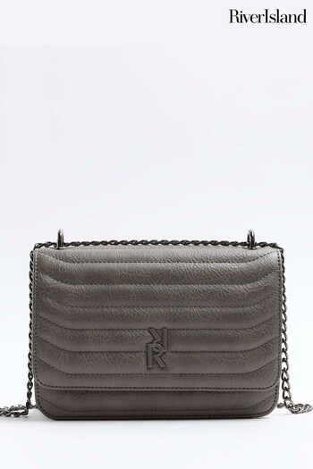 River Island Grey PU Quilted Chain Shoulder Bag (636860) | £35