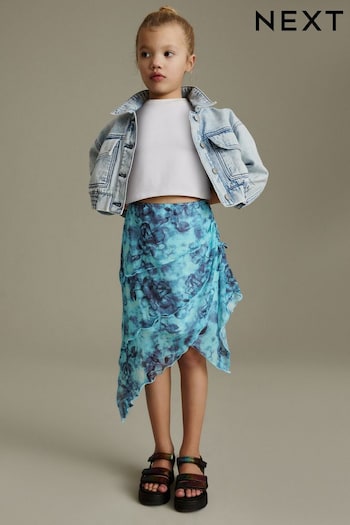Multi Blue Floral Printed Asymmetric Skirt (3-16yrs) (636908) | £13 - £18