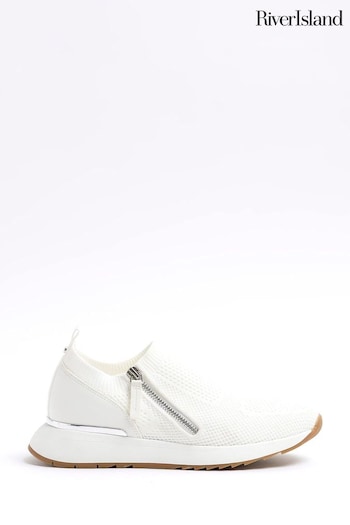 River Island White Knitted Slip On Trainers (636937) | £40