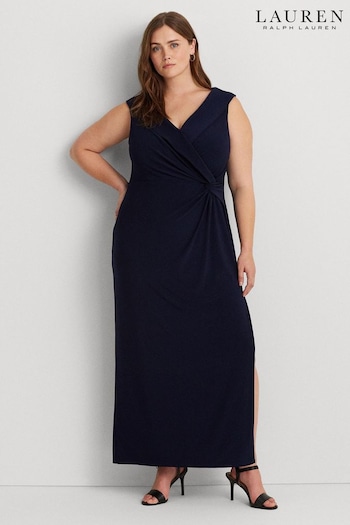 Lauren Ralph Lauren Curve Jersey Off The Shoulder Tan Black Gown (637010) | £259