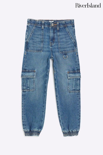 River Island Blue Girls Cargo Jogger track Jeans (637135) | £25 - £34