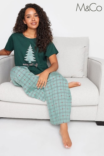 M&Co Green Wide Leg Pyjamas Set (637187) | £24