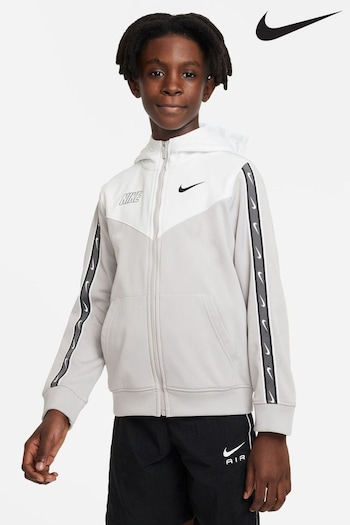 Nike hours Grey/White Repeat Full-Zip Hoodie (637215) | £55
