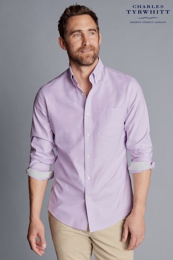 Charles Tyrwhitt Purple Plain Sf Button-down Non-iron Stretch Oxford Shirt (637256) | £65