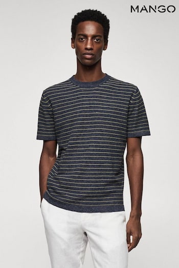 Mango Blue Striped Jersey T-Shirt (637282) | £30