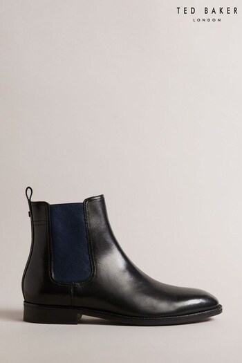 Ted Baker Black Lineus Patterned Elastic Chelsea Boots (637429) | £150