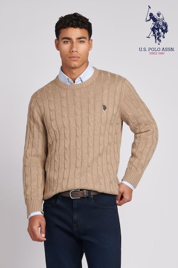 U.S. Polo Assn. Mens Cable Knit Crew Neck Jumper (637502) | £65