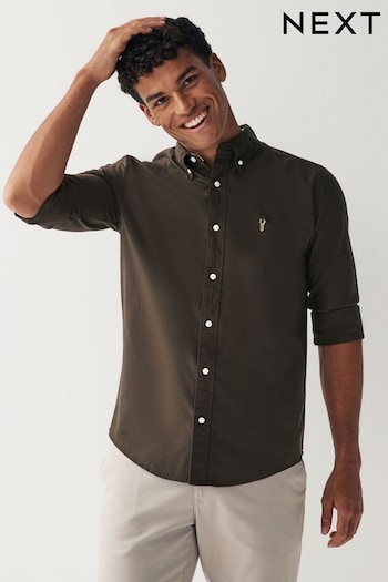 Dark Brown Regular Fit Long Sleeve Oxford Shirt (637659) | £25