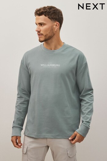 Grey Back Print Heavyweight Long Sleeve Graphic T-Shirt (637715) | £22