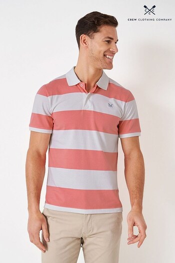 Crew Clothing Company Blue Stripe Cotton Classic Polo Shirt (637789) | £42