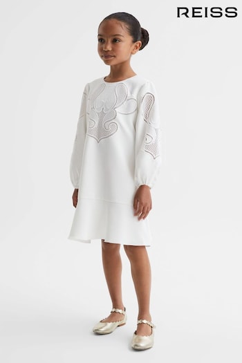 Reiss Ivory Toya Junior Floral Embroidered Dress (637858) | £70