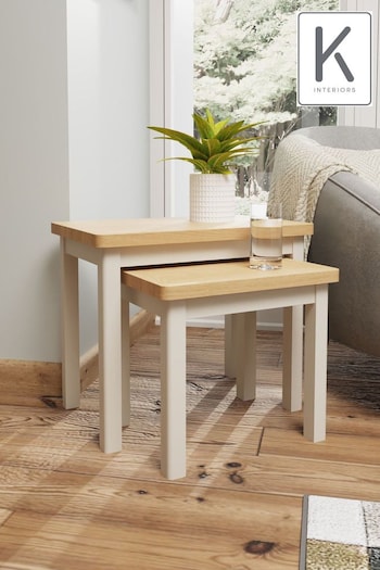 K Interiors Truffle  Oak Lana Solid Wood Nest of 2 Table (637884) | £165