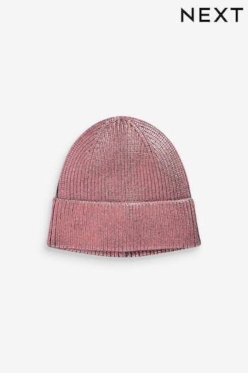 Metallic Pink Rib Beanie Hat (3-16yrs) (637921) | £6 - £9