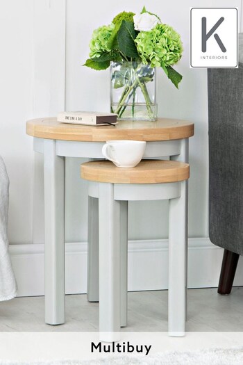 K Interiors Grey Oak Windsor Round Nest Of 2 Tables (637973) | £230