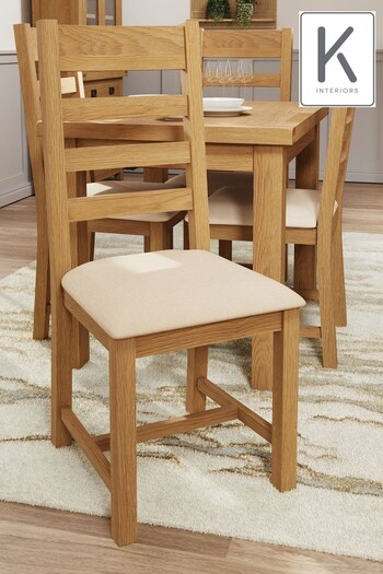 K Interiors Oak Canterbury Ladder Back Chair With Fabric Seat (638015) | £340