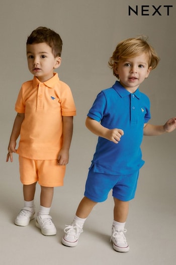 Blue/Orange Short Sleeve Polo Set 4 Pack (3mths-7yrs) (638181) | £18 - £22