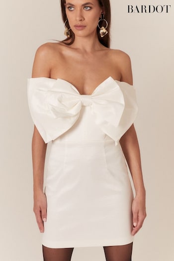 Bardot White White Bow Tie Mini Dress (638212) | £119