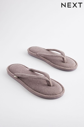 Grey Towelling Flip Flops (638243) | £10