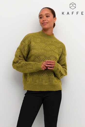 Kaffe Green Jane Patterned Knit High Neck Pullover (638251) | £75