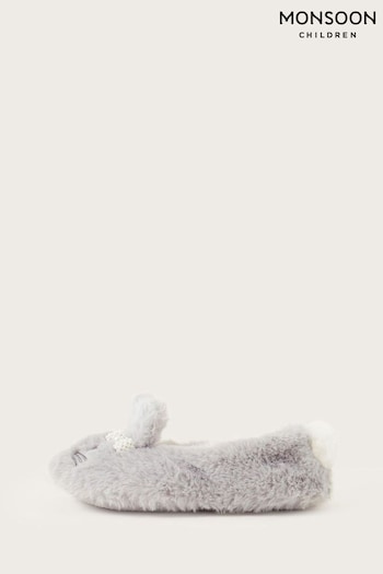 Monsoon Grey Bitsy Pearl Bunny Slippers (638282) | £18 - £20