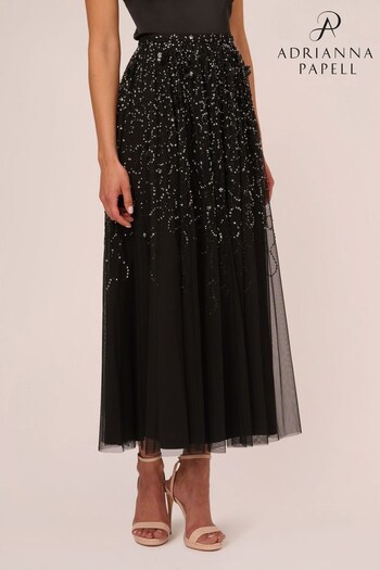 Adrianna Papell Beaded Mesh Black Skirt (638441) | £139