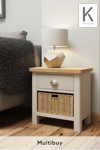 K Interiors Truffle Oak Lana 1 Drawer 1 Basket Cabinet (638486) | £155
